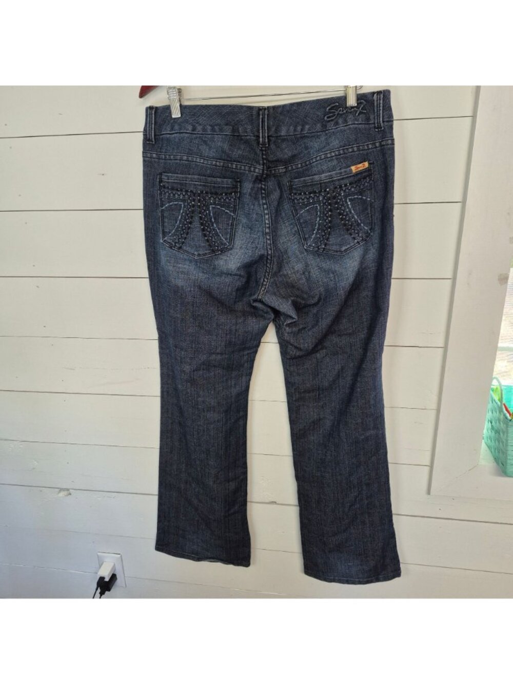 Seven7 Luxe Women's Bootcut Jeans With Back Studded Pockets Size 16 - Picture 6 of 8